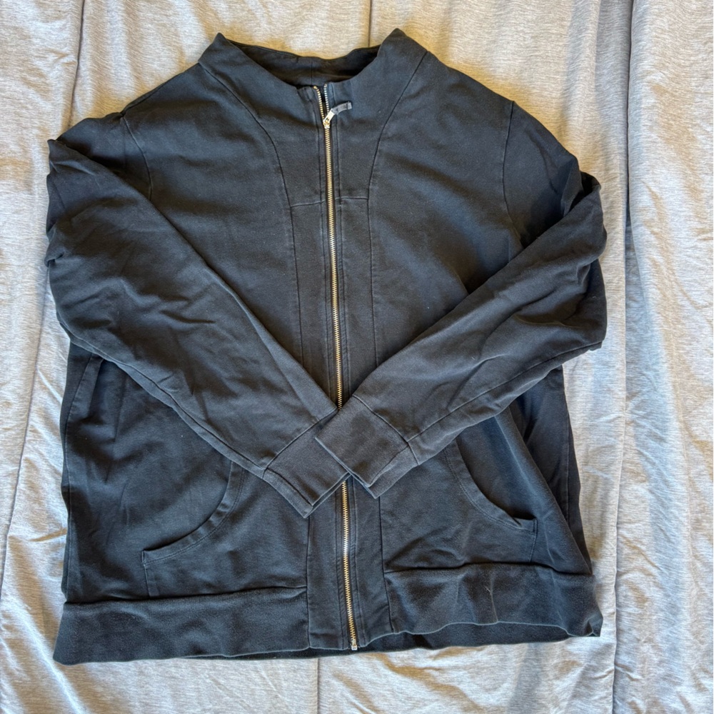 Preswick & Moore Black Zip Hoodie with Gold Accent
